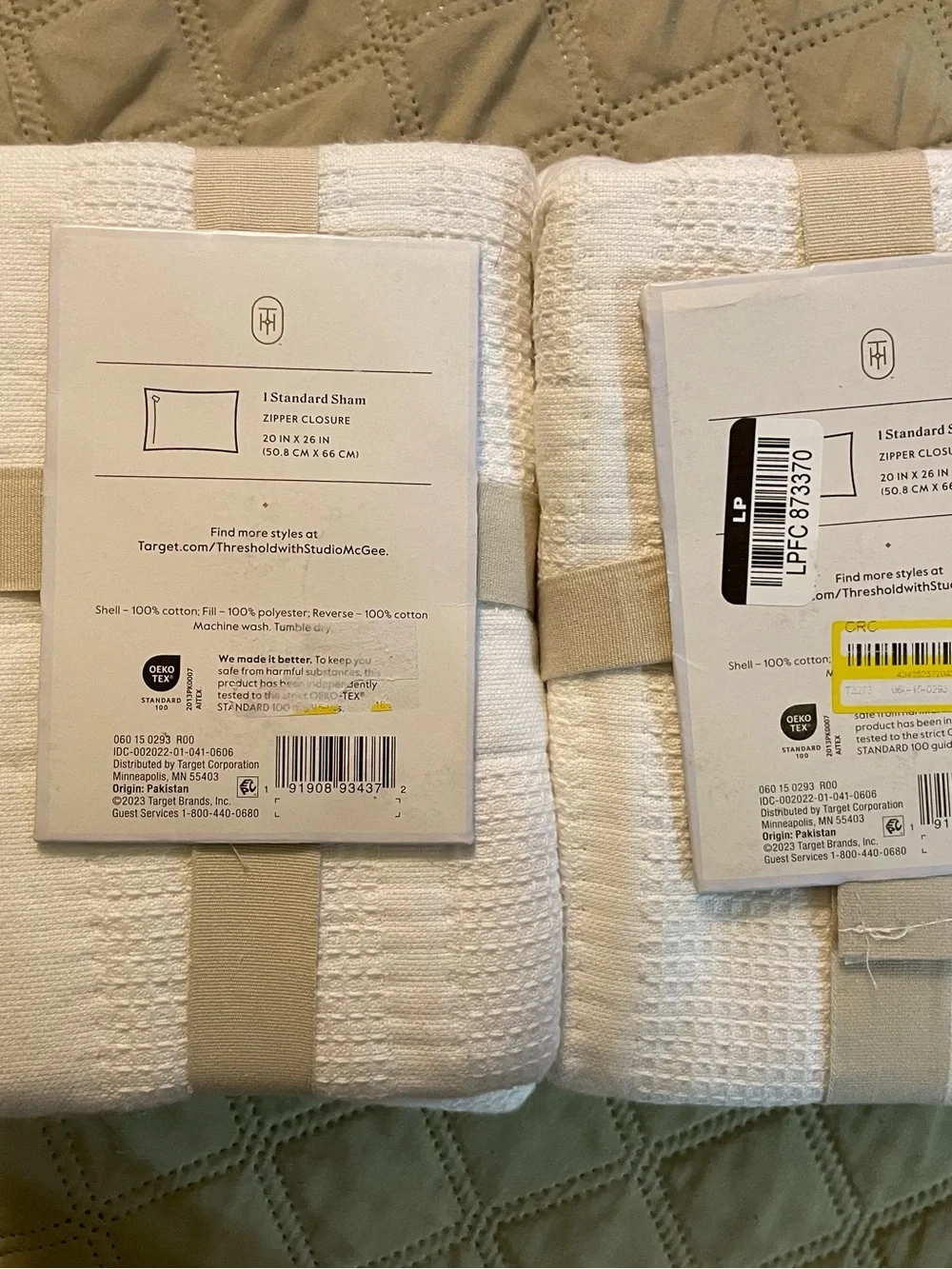 Threshold Studio McGee one pair standard Waffle Matelassé Shams- White